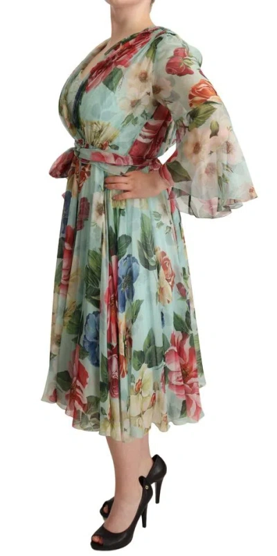 Dolce & Gabbana Floral Silk Midi Wrap Women's Dress