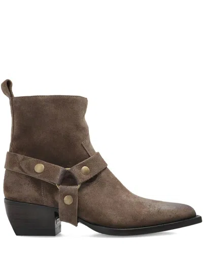Golden Goose Pointed Ankle Boots In Brown
