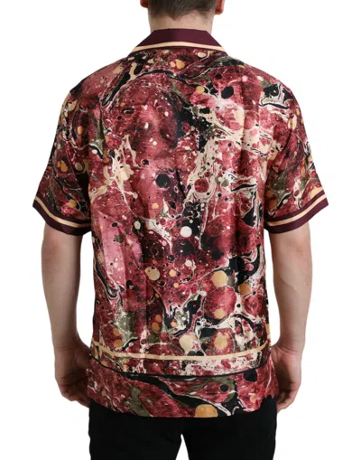 Dolce & Gabbana Multicolor Button Down Silk Shirt In Red