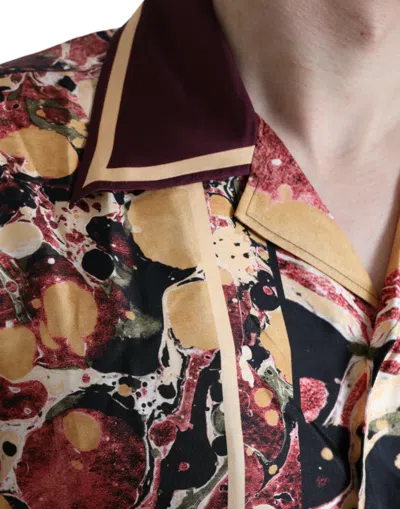 Dolce & Gabbana Multicolor Button Down Silk Shirt In Red