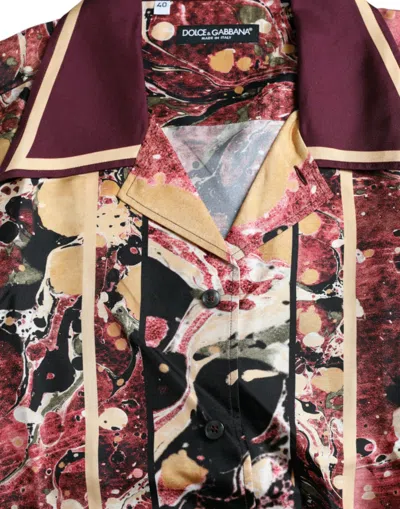 Dolce & Gabbana Multicolor Button Down Silk Shirt In Red