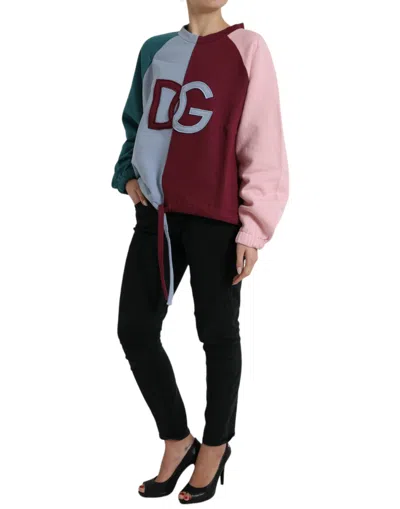Dolce & Gabbana Multicolor Cotton Crew Neck Pullover Sweater In Multi