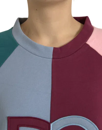Dolce & Gabbana Multicolor Cotton Crew Neck Pullover Sweater In Multi