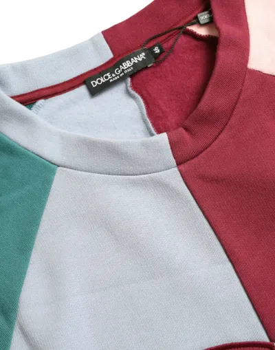 Dolce & Gabbana Multicolor Cotton Crew Neck Pullover Sweater In Multi