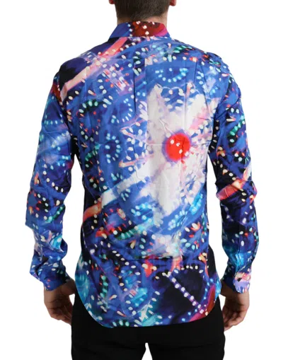 Dolce & Gabbana Purple Luminarie Silk Slim Martini Shirt In Blue