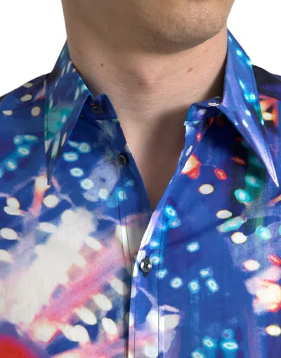 Dolce & Gabbana Purple Luminarie Silk Slim Martini Shirt In Blue