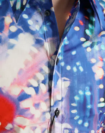 Dolce & Gabbana Purple Luminarie Silk Slim Martini Shirt In Blue