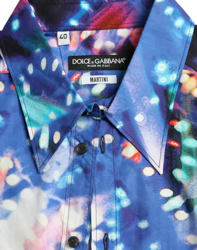 Dolce & Gabbana Purple Luminarie Silk Slim Martini Shirt In Blue