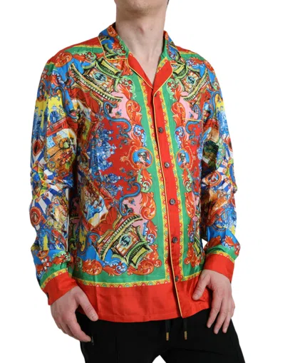 Dolce & Gabbana Multicolor Patterned Button Down Casual Shirt In Multi
