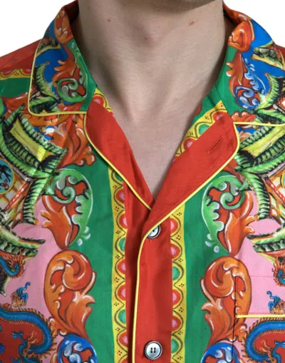 Dolce & Gabbana Multicolor Patterned Button Down Casual Shirt In Multi