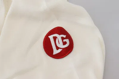 Dolce & Gabbana White Red Knitted V-neck Pullover Sweater In White