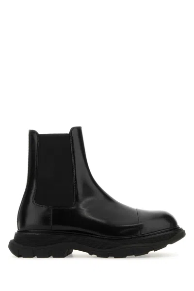 Alexander Mcqueen Black Canvas Tread Slick Sneakers