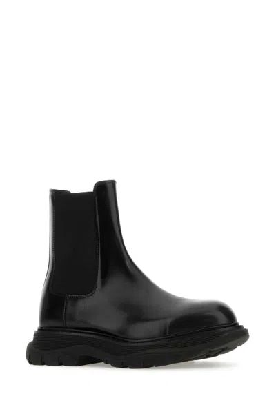 Alexander Mcqueen Black Canvas Tread Slick Sneakers