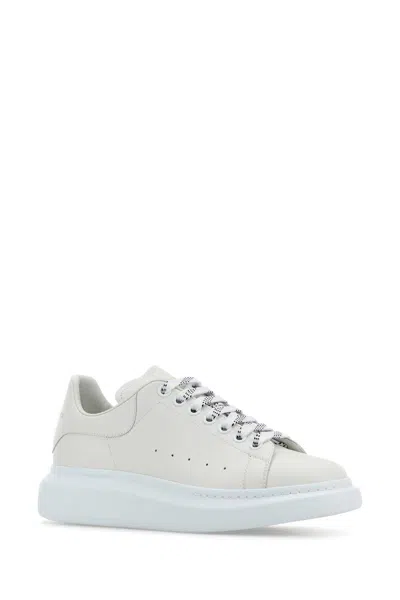 Alexander Mcqueen Chalk Leather Sneakers With Chalk Leather Heel In White