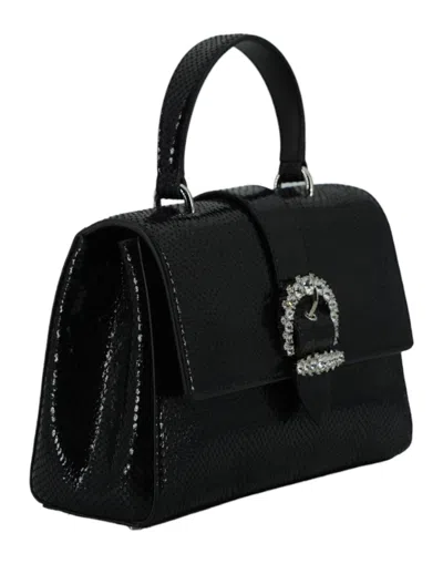 Jimmy Choo Black Leather Top Handle Shoulder Women's Bag In Black