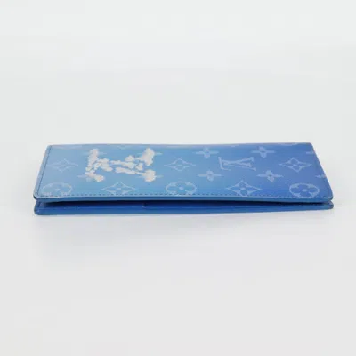 Pre-owned Louis Vuitton Brazza Blue Canvas Wallet  ()