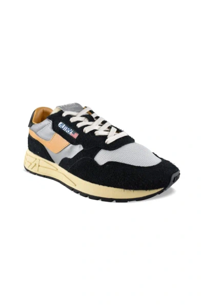 Autry Reelwind Low-top Sneakers In Black Crackled Leather In Black