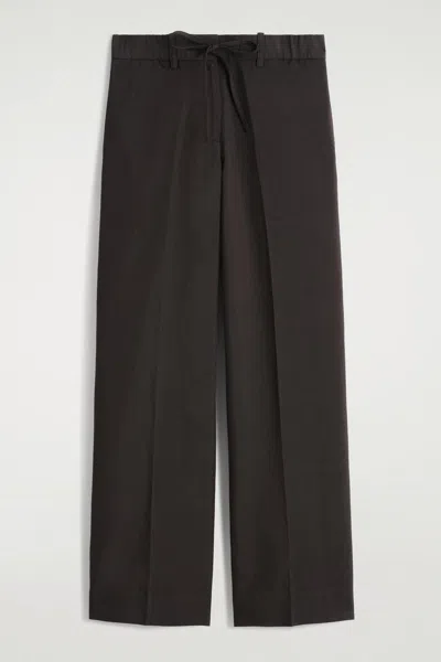 Cos Fluid Drawstring Trousers In Brown
