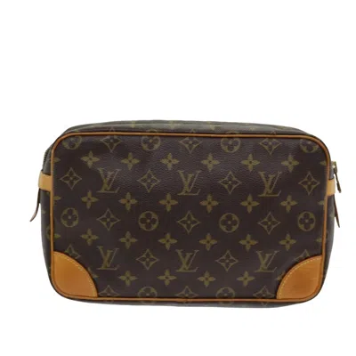 Pre-owned Louis Vuitton Compiegne 28 Brown Canvas Clutch Bag ()
