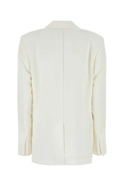 Blumarine Gabardine Blazer With Front Pockets And Notched Lapels In White