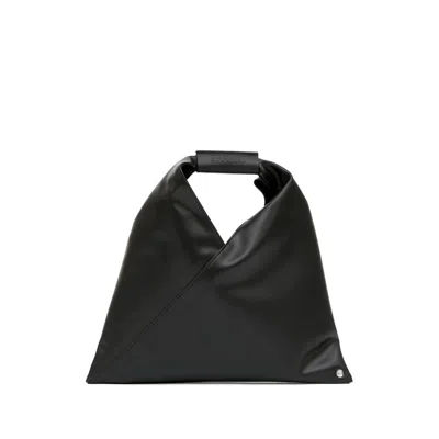 Mm6 Maison Margiela Mm6 By Maison Margiela Asymmetrical Black Mini Bag With Distinctive Handle In Black