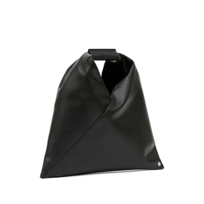 Mm6 Maison Margiela Mm6 By Maison Margiela Asymmetrical Black Mini Bag With Distinctive Handle In Black