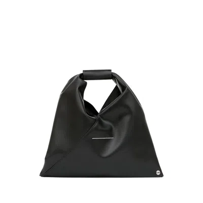 Mm6 Maison Margiela Mm6 By Maison Margiela Asymmetrical Black Mini Bag With Distinctive Handle In Black