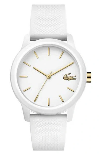 Lacoste Women's 12.12 White Rubber Strap Watch 36mm Women's Shoes