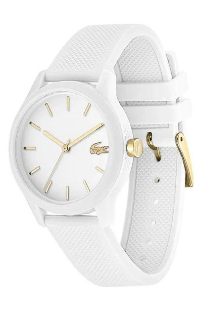 Lacoste Women's 12.12 White Rubber Strap Watch 36mm Women's Shoes