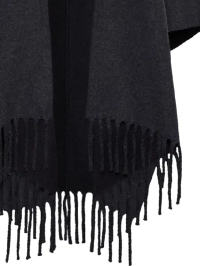 Brunello Cucinelli Grey Wool Cashmere Cape In Black