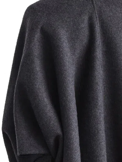 Brunello Cucinelli Grey Wool Cashmere Cape In Black