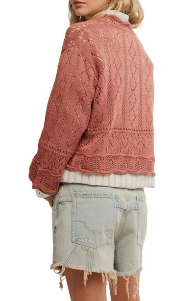Free People Charlotte Cotton Blend Crop Pointelle Sweater
