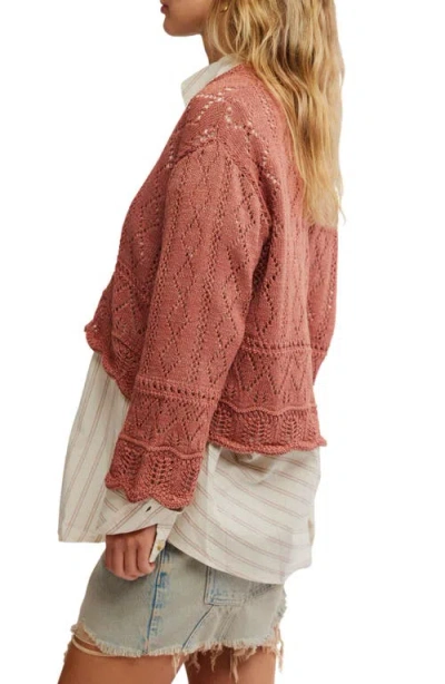Free People Charlotte Cotton Blend Crop Pointelle Sweater