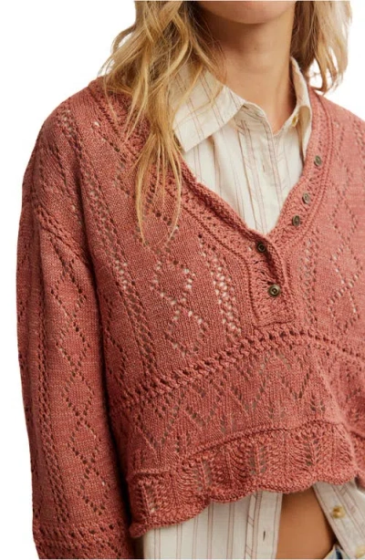 Free People Charlotte Cotton Blend Crop Pointelle Sweater