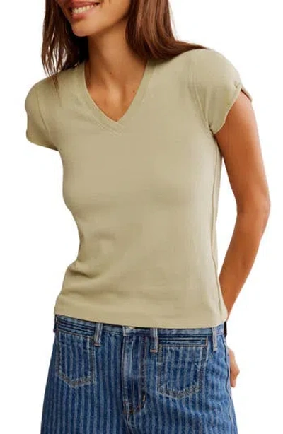 Free People The Tee That Got Away V-neck Cotton T-shirt
