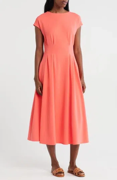 Nordstrom Rack Pleated Waist Knit A-line Dress In Orange