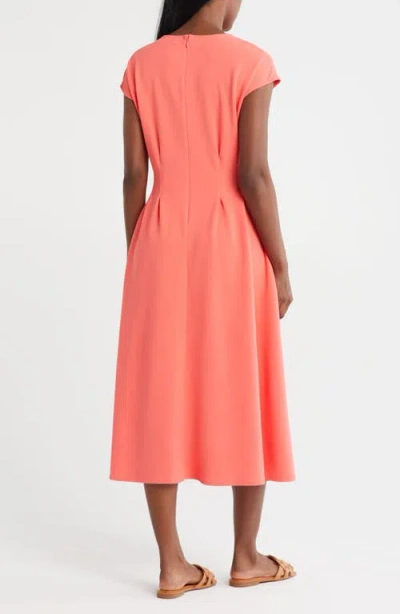 Nordstrom Rack Pleated Waist Knit A-line Dress In Orange