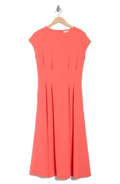 Nordstrom Rack Pleated Waist Knit A-line Dress In Orange