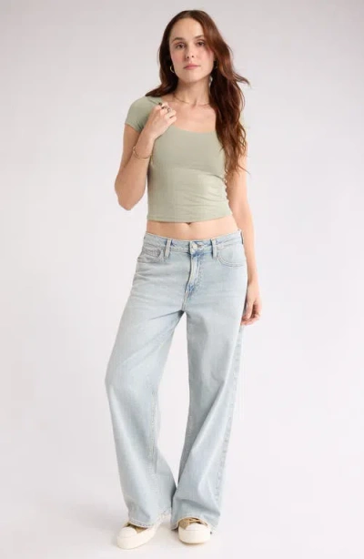 Abound Scoop Neck Cap Sleeve Crop T-shirt In Green