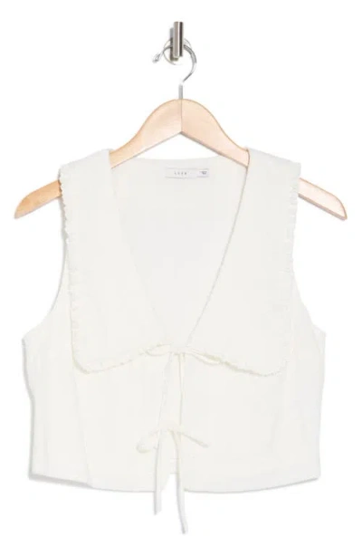 Lush Collar Eyelet Front Tie Top In White