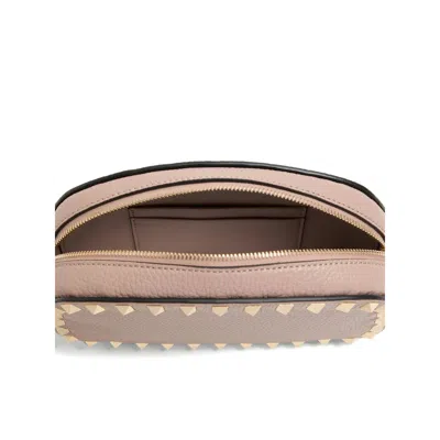 Valentino Chain Strap Studded Pebbled Texture Cross-body Bag In Neutral
