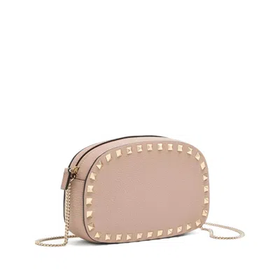 Valentino Chain Strap Studded Pebbled Texture Cross-body Bag In Neutral