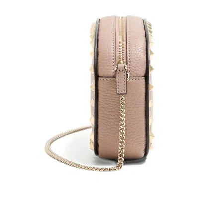 Valentino Chain Strap Studded Pebbled Texture Cross-body Bag In Neutral