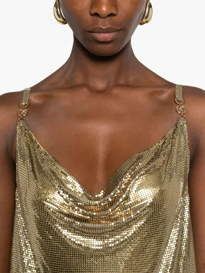 Versace Sequin Embellished Strappy Mini Dress In Gold