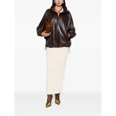 Magda Butrym Burgundy Leather Oversize Jacket In Burgundy