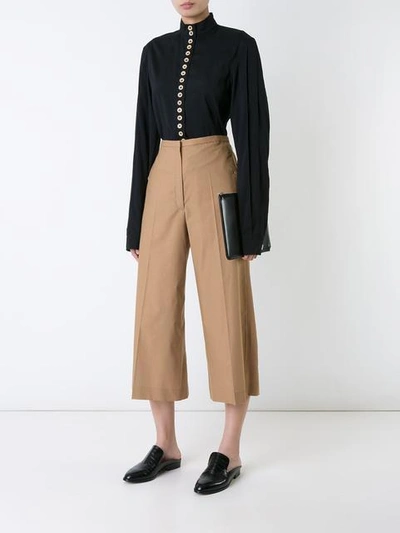 Shop Lemaire Cropped Trousers - Brown