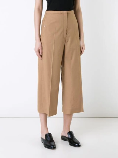 Shop Lemaire Cropped Trousers - Brown