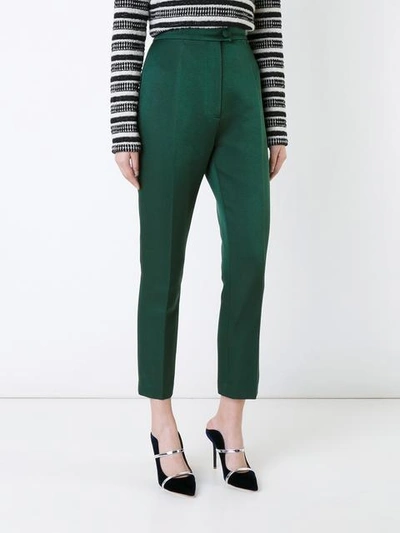Shop Martin Grant Tailored Cropped Trousers - Green