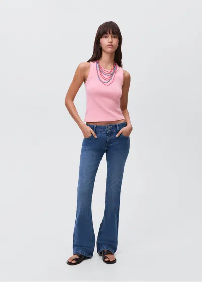 Mango Teen Jean Flare Taille Basse Bleu Moyen - Fille - S -