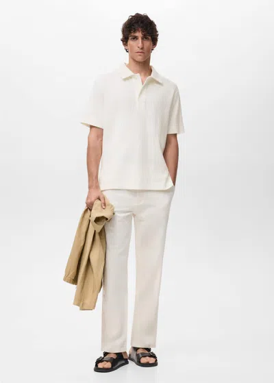 Mango Man Polo Maille Texturé Blanc Cassé - Homme - Xxl -